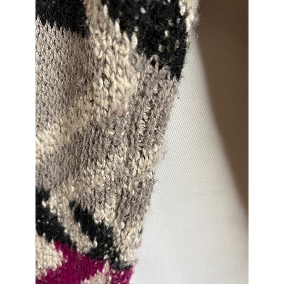 Lucky Brand Geometric Design Soft Warm Cozy Chunky Open Front Cardigan Small - Picture 3 of 11